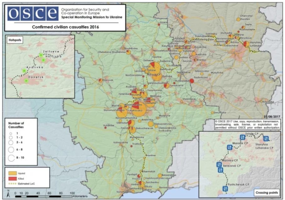 Vittime civili in Donbass nel 2016 - Conflitto in Donbass